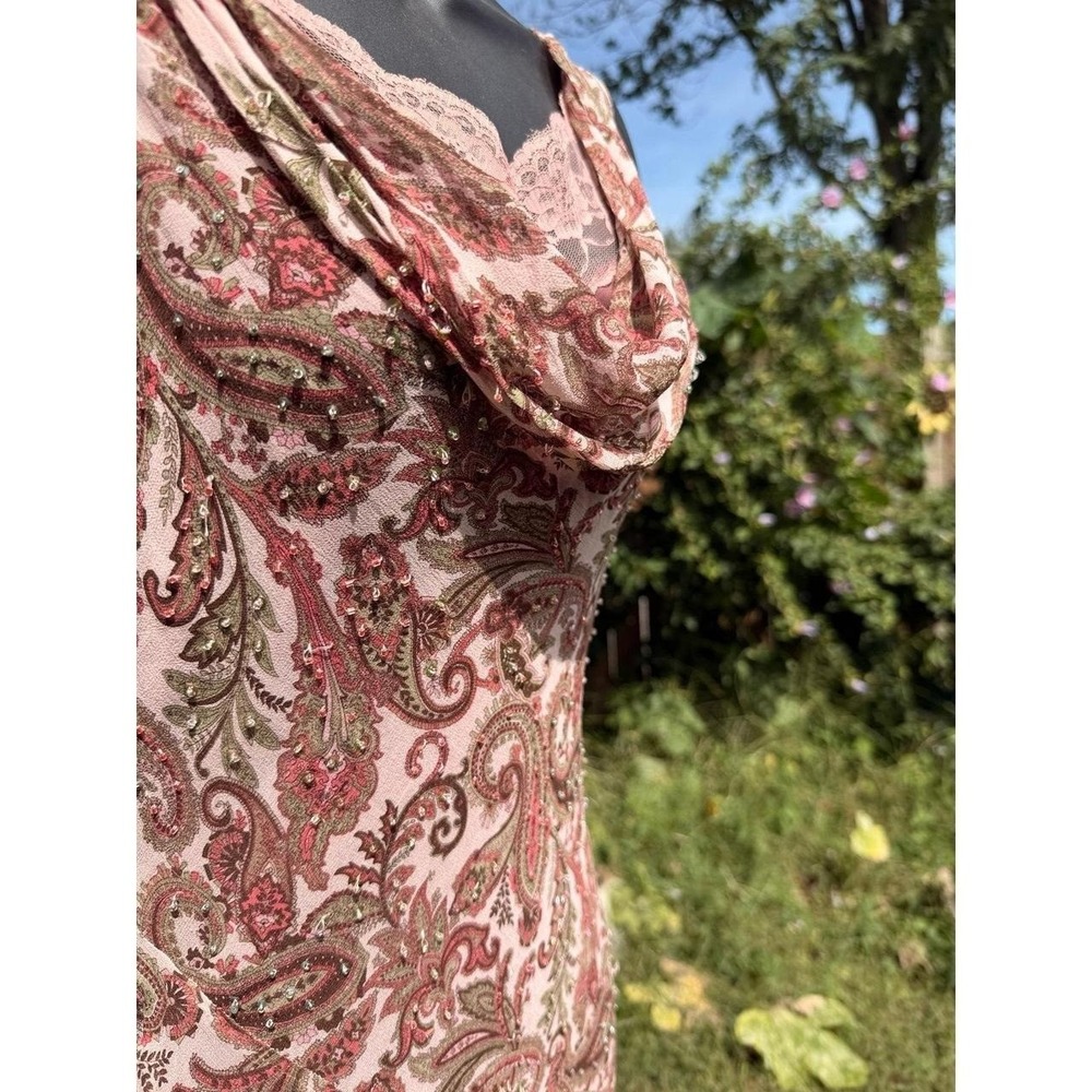 Vintage I.C.E Pink Beaded Paisley Y2K Dress